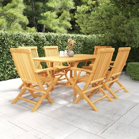 vidaXL 7 pcs conjunto de jantar para jardim madeira de teca maciça