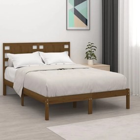 3104201 vidaXL Estrutura de cama 140x190 cm pinho maciço castanho-mel