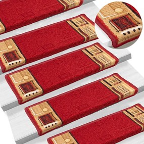 Tapetes de escadas adesivos 10 pcs 65x21x4 cm vermelho