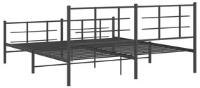 Estrutura de cama com cabeceira e pés 183x213 cm metal preto