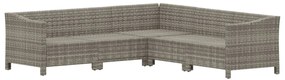 5 pcs conjunto lounge de jardim c/ almofadões vime PE cinzento