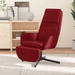 vidaXL Cadeira de descanso com apoio p/ pés veludo vermelho tinto