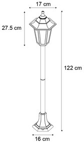 Poste de exterior clássico preto 122cm IP44 - New Haven Hammered Clássico / Antigo