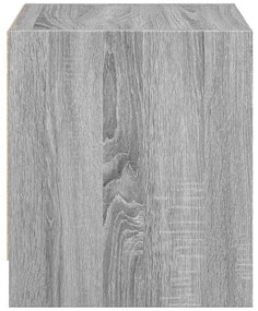 Mesa de cabeceira c/ porta de vidro 35x37x42 cm cinzento sonoma