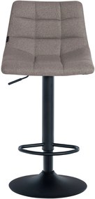 Banco de bar Jerry em tecido com estrutura preta 87-108,5 x 43 x 46,5 cm Cinzento
