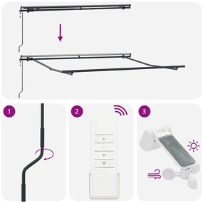 Toldo Retrátil Automático Cinza Claro 350 x 250 cm da