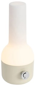 Candeeiro de mesa exterior bege com branco incluindo LED recarregável IP44 - Haard