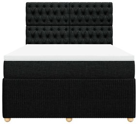 Cama com molas/colchão 140x200 cm tecido preto