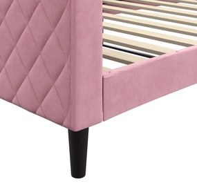 Sofá-cama 100x200 cm veludo rosa