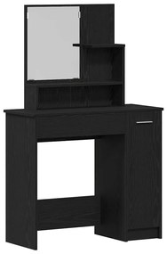 Mesa de Maquilhagem em Carvalho Preto com Espelho - 86,5 x 35 x 136 cm