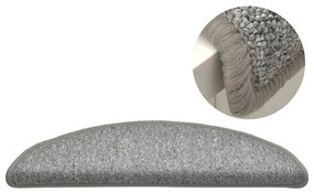 Tapete/carpete para degraus 15 pcs 56x17x3 cm cinza-claro