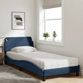 Cama com colchão 90x200 cm tecido azul