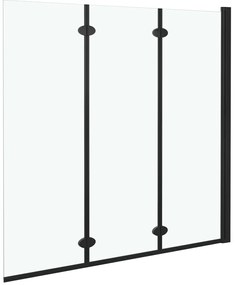 Divisória de chuveiro dobrável 3 painéis ESG 130x138 cm preto