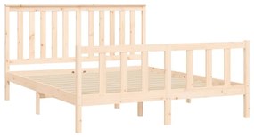 Estrutura de cama king c/ cabeceira 150x200 cm pinho maciço