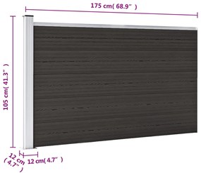Painel de vedação WPC 175x105 cm preto