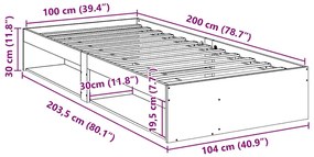 Cama de dia sem colchão 100x200 cm pinho de madeira maciça