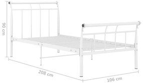Estrutura de cama 100x200 cm metal branco