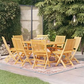 vidaXL 9 pcs conjunto de jantar para jardim madeira de teca maciça