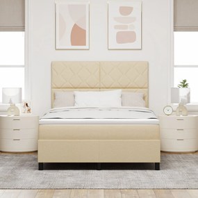 Cama Box Spring com Colchão Creme 140x200 cm Tecido