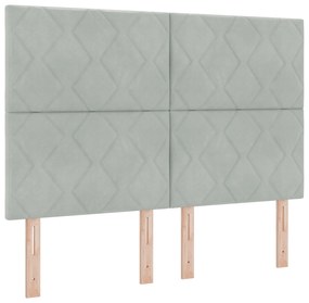 Cabeceira Design de Blocos de Diamante Cinzento Claro 140 cm Veludo