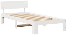 Estrado de Cama com Cabeceira Branco 80x200 cm Madeira de Pinho Maciça