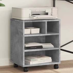 vidaXL Suporte para impressora com rodas 41x32x48 cm cinzento cimento