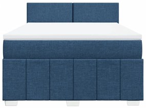 Cama com molas/colchão 160x200 cm tecido azul