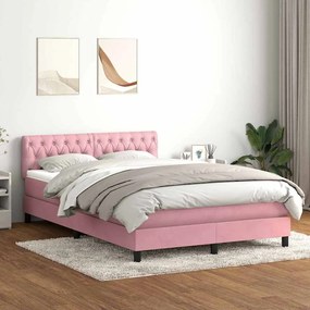 vidaXL Cama com molas/colchão 140x210 cm veludo Rosa