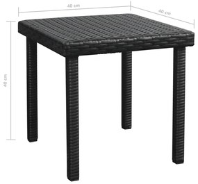 Espreguiçadeiras com mesa 2 pcs vime PE preto