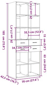 Armário alto 70x42,5x185 cm derivados madeira cinzento cimento