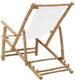 Cadeira de terraço em bambu e lona branco nata