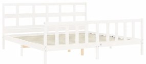 Estrutura cama Super King Size c/ cabeceira madeira branco