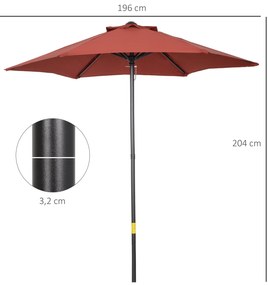 Chapéu de Sol de Jardim Ø2x2 m Chapéu de Sol com Mastro de Alumínio Ma