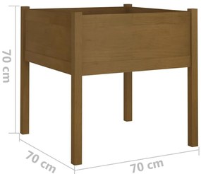Vaso/floreira de jardim 70x70x70 cm pinho maciço castanho-mel