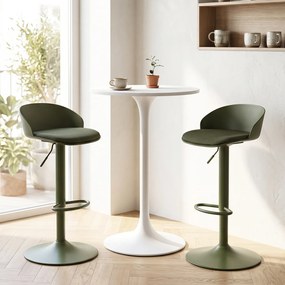 Conjunto de 2 Bancos de Bar Giratórios, 42 x 42 x 75-96,5 cm, Altura Regulável, Verde