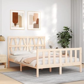 3192491 vidaXL Estrutura de cama com cabeceira 140x200 cm madeira maciça