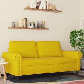 Sofá de 2 lugares veludo 140 cm amarelo