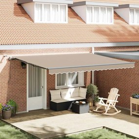 Toldo Retrátil Automático vidaXL com LED Bege 450x350 cm