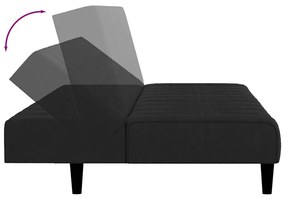 Sofá-cama de 2 lugares veludo preto