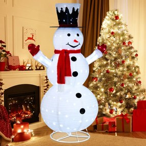 Boneco de neve dobrável de 186 cm com 200 Luzes LED Brancas Frias Pátio Interior Pátio Exterior Decoração de Natal