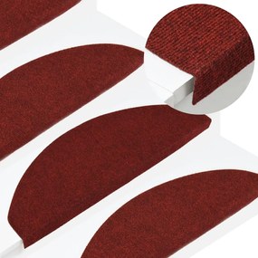vidaXL Tapetes de escada autoadesivos 15 pcs 65x22,5x3,5 cm vermelho