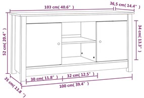 Móvel de TV 103x36,5x52 cm madeira de pinho maciça branco