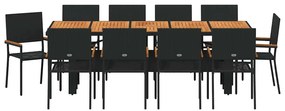 Conjunto de Jantar para Jardim 11 pcs Preto 10 Lugares