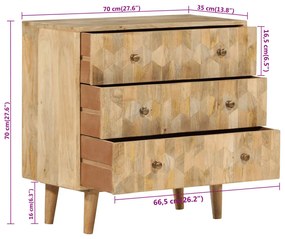 Armário com gavetas 70x35x70 cm madeira de mangueira maciça