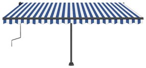 Toldo retrátil manual independente 450x350 cm azul e branco