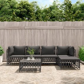 vidaXL 6 pcs conjunto lounge de jardim com almofadões aço antracite