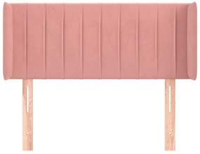 Cabeceira de cama c/ abas veludo 103x16x78/88 cm rosa
