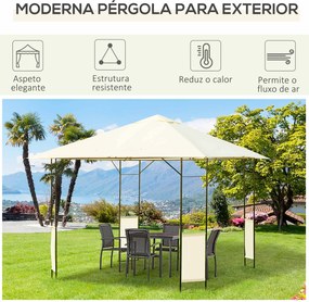 Pérgola de Jardim 3x3x2,6m Pérgola de Exterior com Estrutura de Aço e