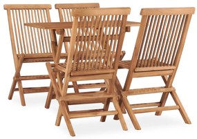 vidaXL 5 pcs conjunto jantar dobrável p/ exterior madeira teca maciça