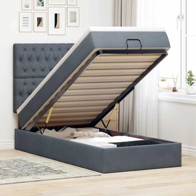 vidaXL Estrutura cama otomana colchões 90x190cm veludo cinzento escuro